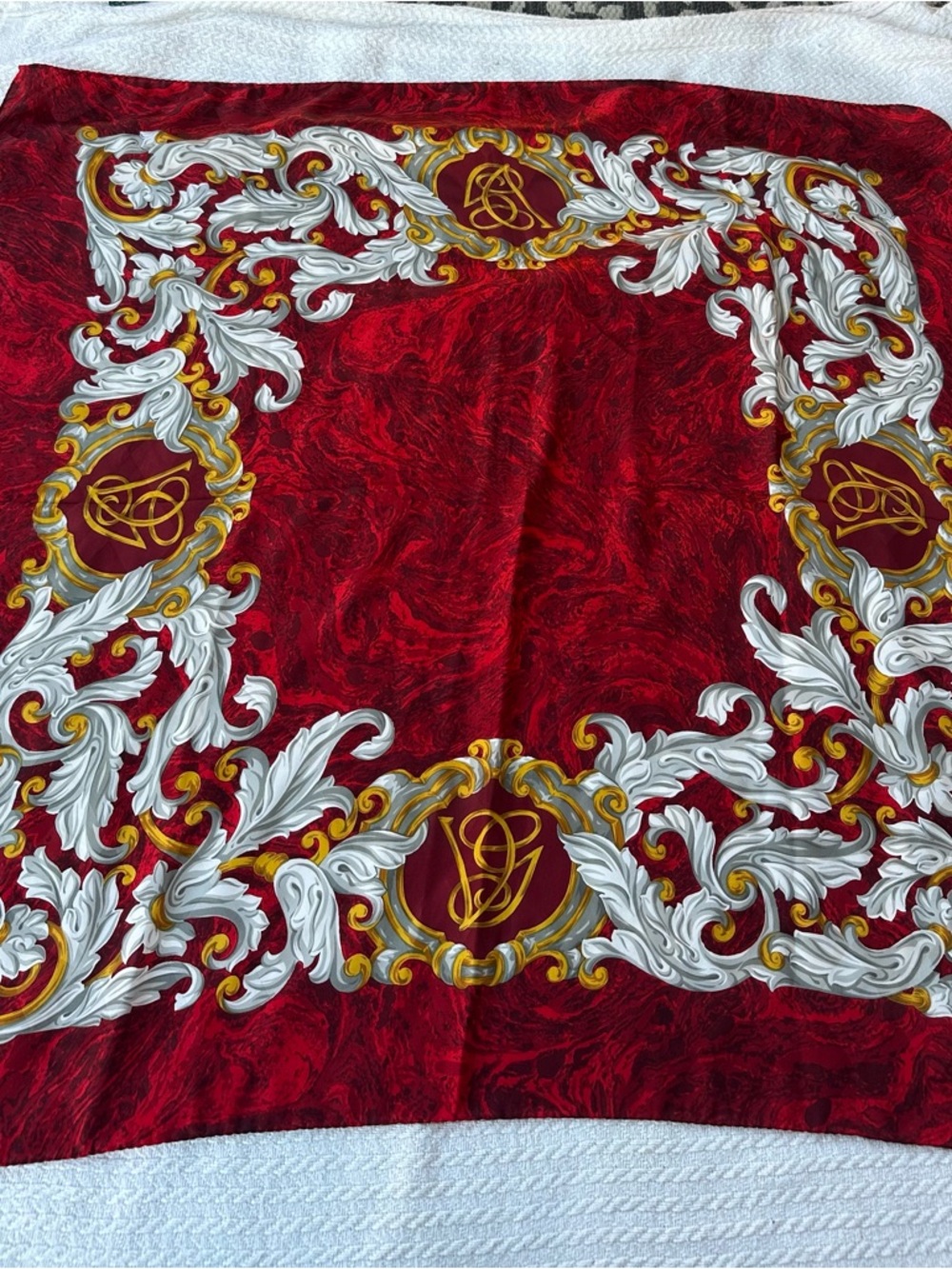 VALENTINO Red Floral Silk Scarf Made in Italy